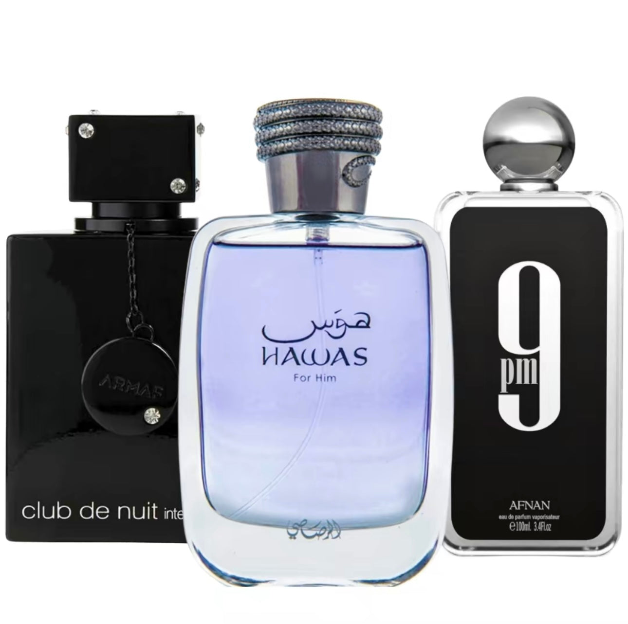 CLUB DE NUIT INTESE, HAWAS, 9PM (3.4oz) Set de regalo de 100 ML