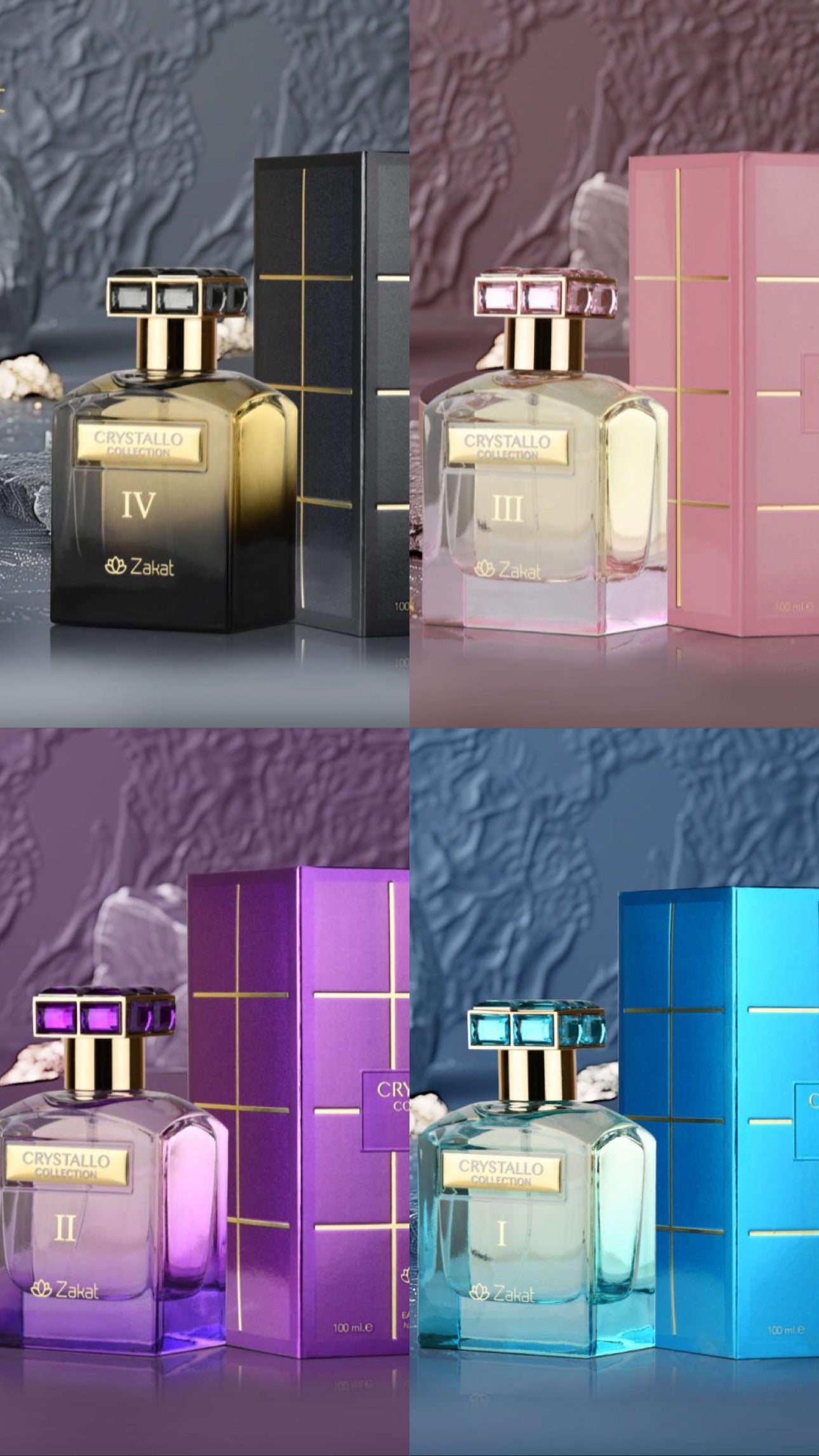 COLECCIÓN CRYSTALLO COMBO DE 4 UNIDADES 100ML (3.4) - DE ZAKAT