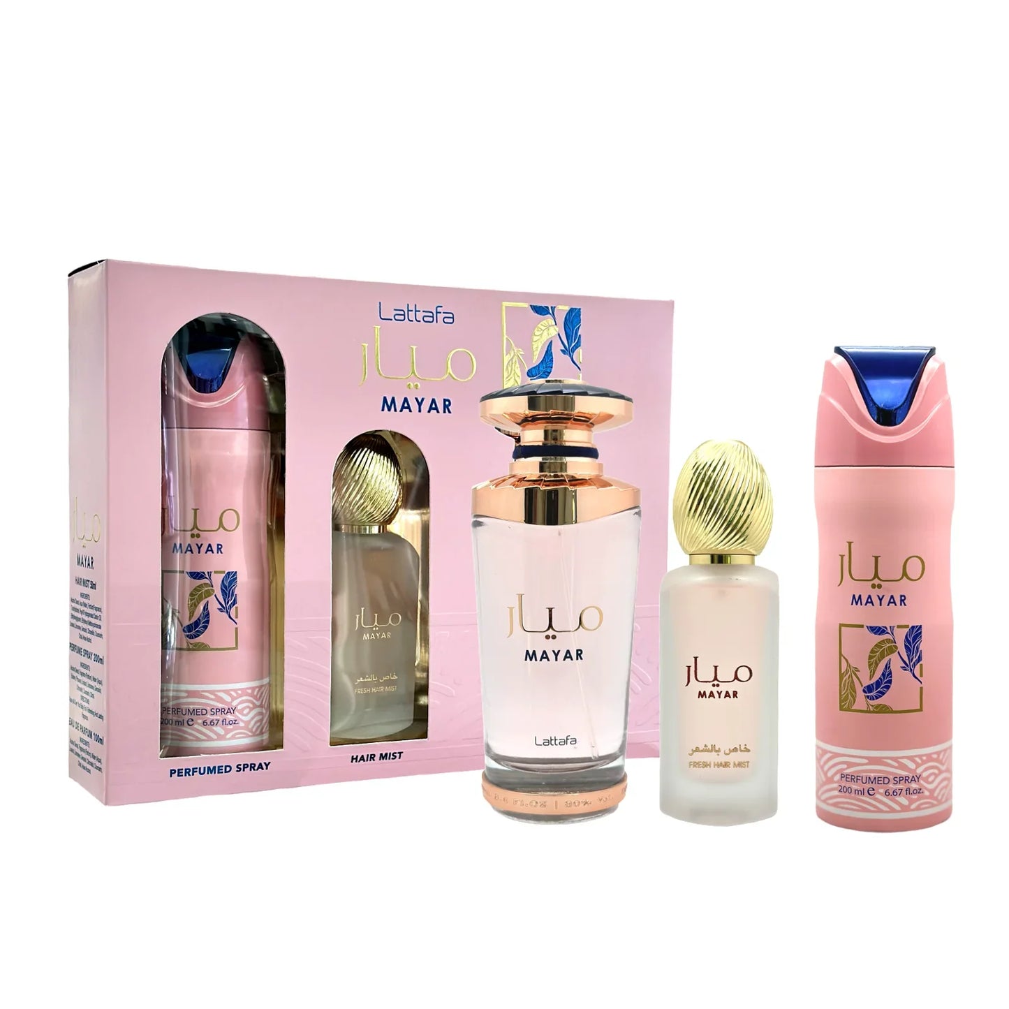 SET LATTAFA MAYAR MUJER (3 PIEZAS) 3.4 OZ EDP / 6.8 OZ PERFUME SPY / 1.7 OZ HAIRMIST